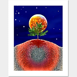 Full Moon over Tree Posters and Art